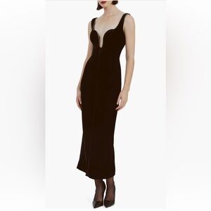 Bardot Black Velvet Brooklyn Midi Dress